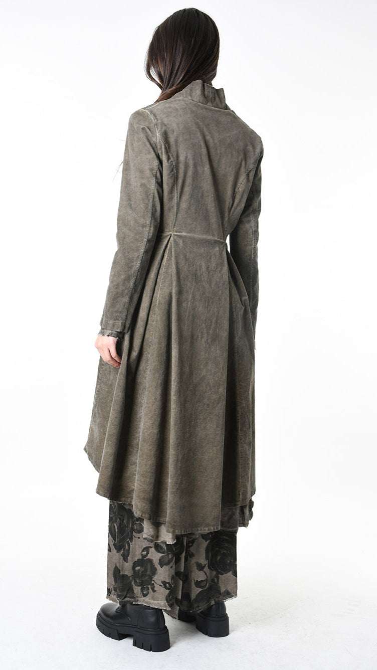 A3B SM46025 REVERSIBLE COAT Cannete Velvet & Viscose Satin Green Tuscany