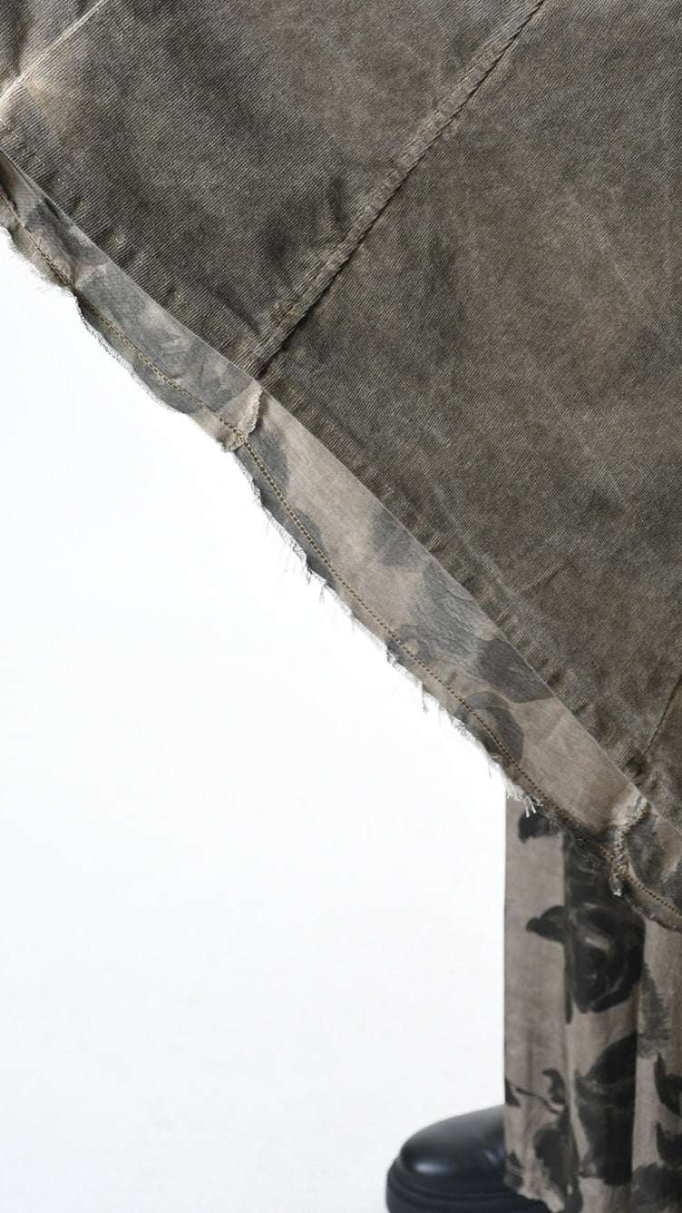 A3B SM46025 REVERSIBLE COAT Cannete Velvet & Viscose Satin Green Tuscany