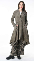 A3B SM46025 REVERSIBLE COAT Cannete Velvet & Viscose Satin Green Tuscany