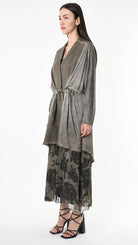 A39B SM461 CARDIGAN Over Cotton Fleece & Viscose Green Tuscany - Grey