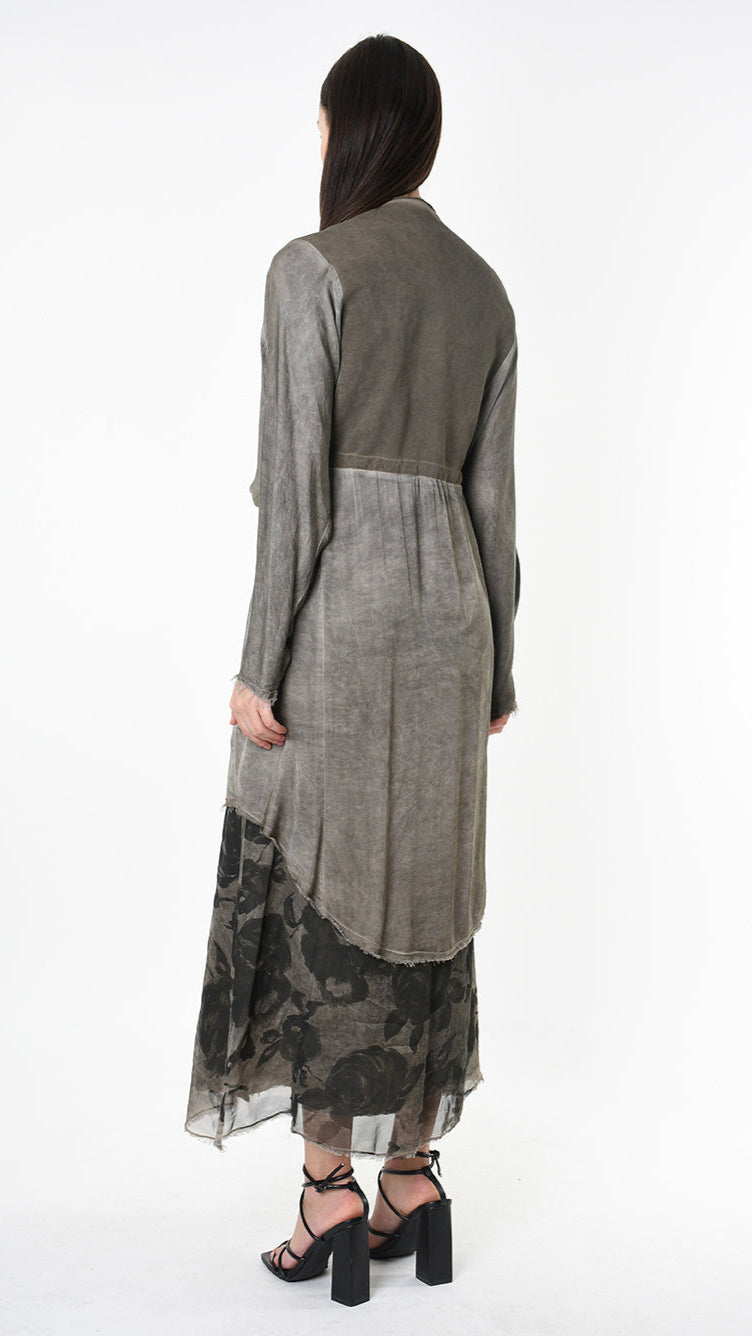 A39B SM461 CARDIGAN Over Cotton Fleece & Viscose Green Tuscany - Grey