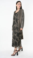 A39B SM461 CARDIGAN Over Cotton Fleece & Viscose Green Tuscany - Grey