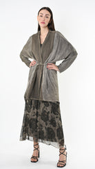 A39B SM461 CARDIGAN Over Cotton Fleece & Viscose Green Tuscany - Grey