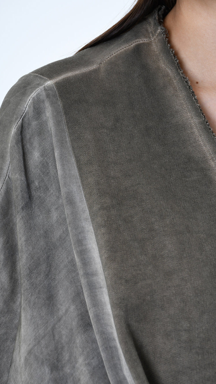 A39B SM461 CARDIGAN Over Cotton Fleece & Viscose Green Tuscany - Grey