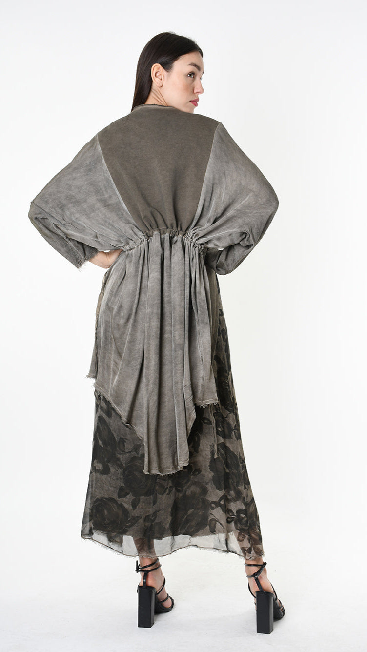 A39B SM461 CARDIGAN Over Cotton Fleece & Viscose Green Tuscany - Grey