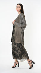 A39B SM461 CARDIGAN Over Cotton Fleece & Viscose Green Tuscany - Grey