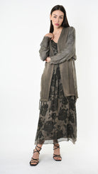 A39B SM461 CARDIGAN Over Cotton Fleece & Viscose Green Tuscany - Grey