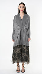 A39B SM461 CARDIGAN Over Cotton Fleece & Viscose Green Tuscany - Grey