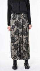 A39B SM46325 TROUSER Printed Satin Viscose Green Tuscany - Grey