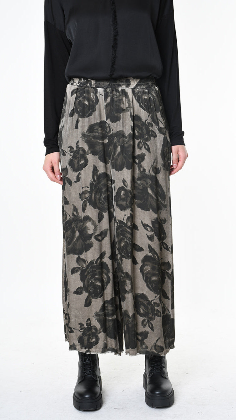 A39B SM46325 TROUSER Printed Satin Viscose Green Tuscany - Grey