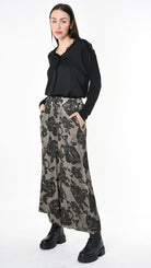 A39B SM46325 TROUSER Printed Satin Viscose Green Tuscany - Grey