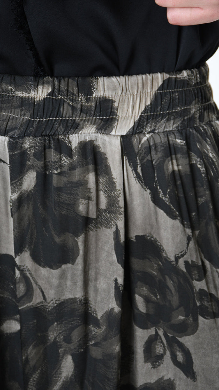 A39B SM46325 TROUSER Printed Satin Viscose Green Tuscany - Grey