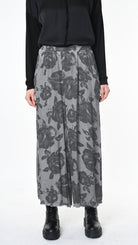 A39B SM46325 TROUSER Printed Satin Viscose Green Tuscany - Grey