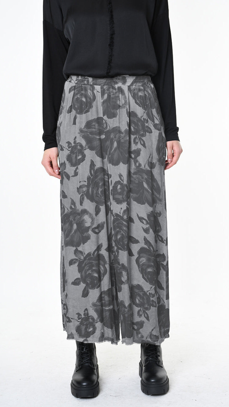 A39B SM46325 TROUSER Printed Satin Viscose Green Tuscany - Grey