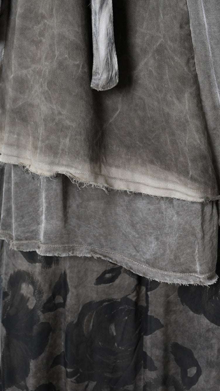 A39B SM46425 Asymmetrical Cotton & Viscose Gabardine GILET Green Tuscany - Grey