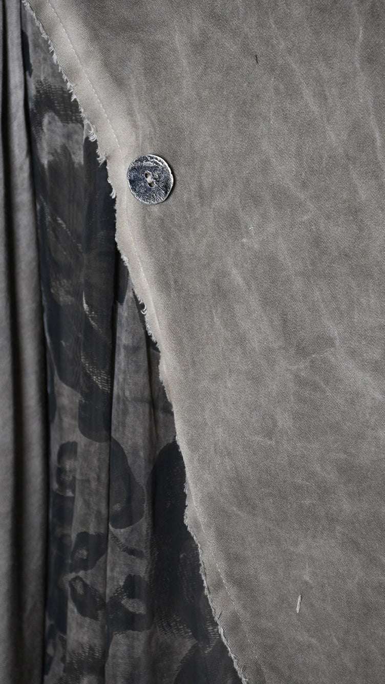 A39B SM46425 Asymmetrical Cotton & Viscose Gabardine GILET Green Tuscany - Grey