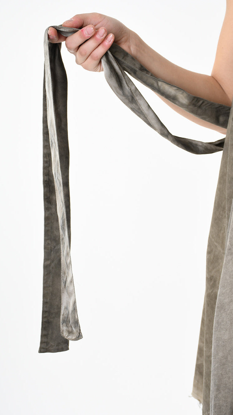 A39B SM46425 Asymmetrical Cotton & Viscose Gabardine GILET Green Tuscany - Grey