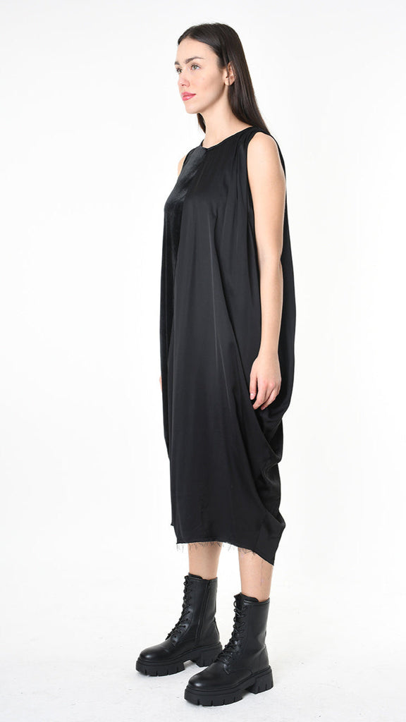 A39B SM46625 DRESS Chenille & Viscose Satin Black.