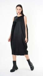 A39B SM46625 DRESS Chenille & Viscose Satin Black