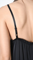 A39B SM46825 DRESS Chenille & Satin Viscose Dyed Cold Black