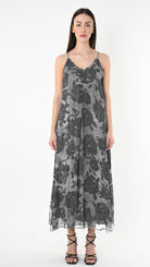 A39B SM48825 DRESS Tencel Viscose Printed Dyed Cold Green Tuscany - Grey