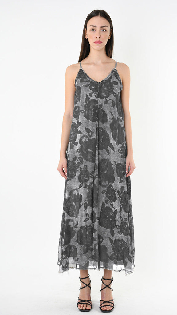 A39B SM48825 DRESS in cold green Tuscany, hand-printed Tencel viscose fabric.