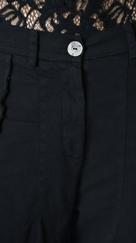 Wide fit A39B SM506 TROUSER in gabardine, black color, luxury Italian-made.