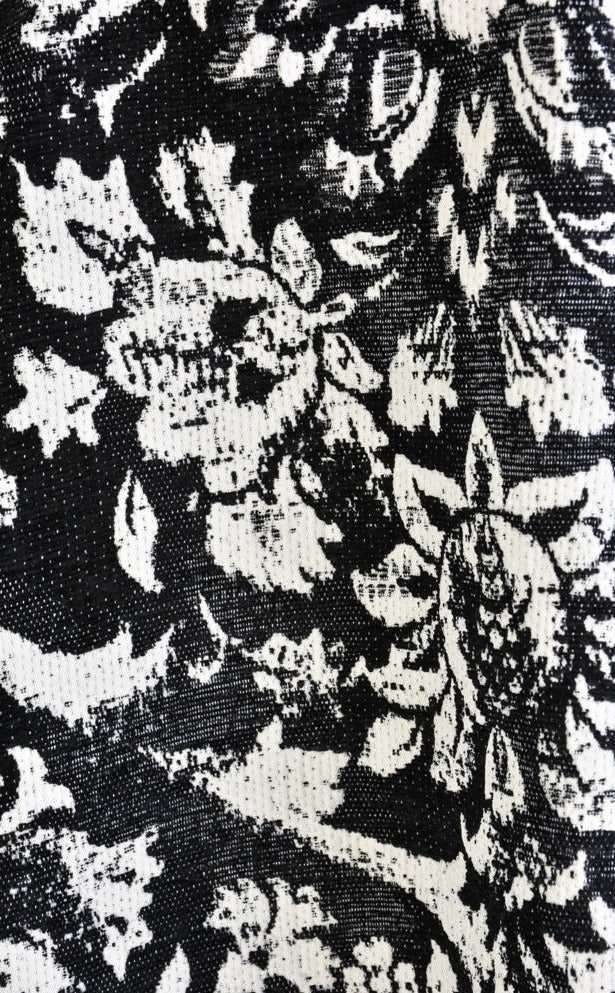 A3 4B LW54923 BLACK WHITE Floral Jacquard Asymmetric Dress