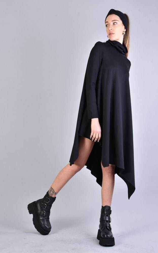 4B LW595 BLACK Asymmetric Over Dress