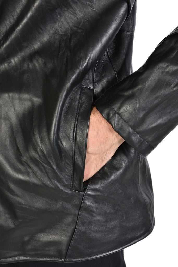 A33B FRECCIA23 BLACK leather sport jacket.