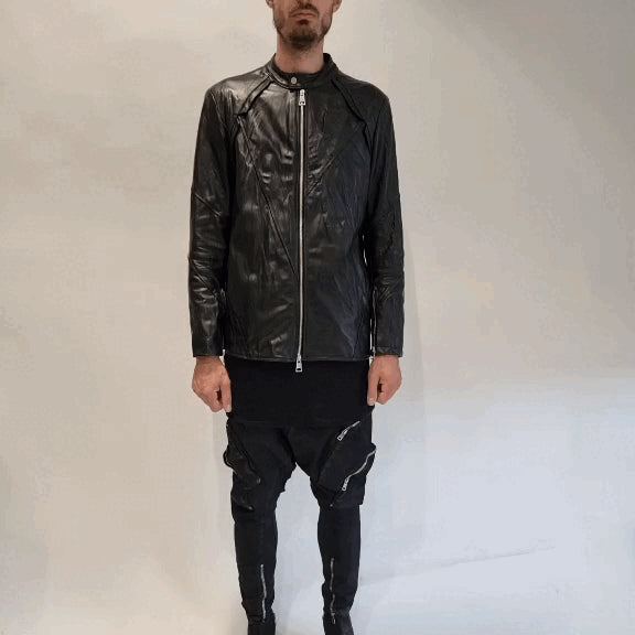 A33B FRECCIA23 BLACK leather sport jacket