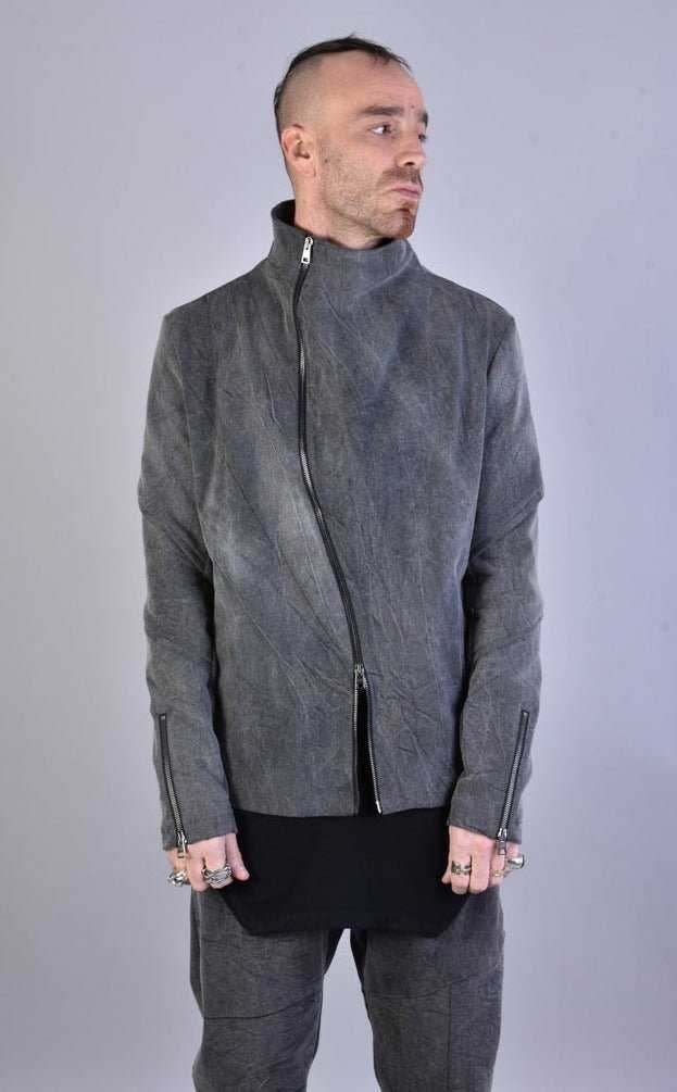A33B LM04925 BLACK Marmorized Cotton Bull Stretch Jacket