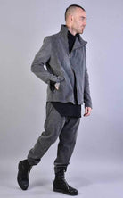A33B LM04925 BLACK Marmorized Cotton Bull Stretch Jacket