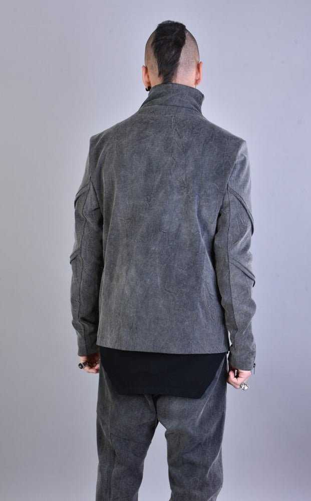 A33B LM04925 BLACK Marmorized Cotton Bull Stretch Jacket.