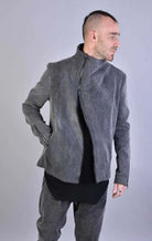 A33B LM04925 BLACK Marmorized Cotton Bull Stretch Jacket