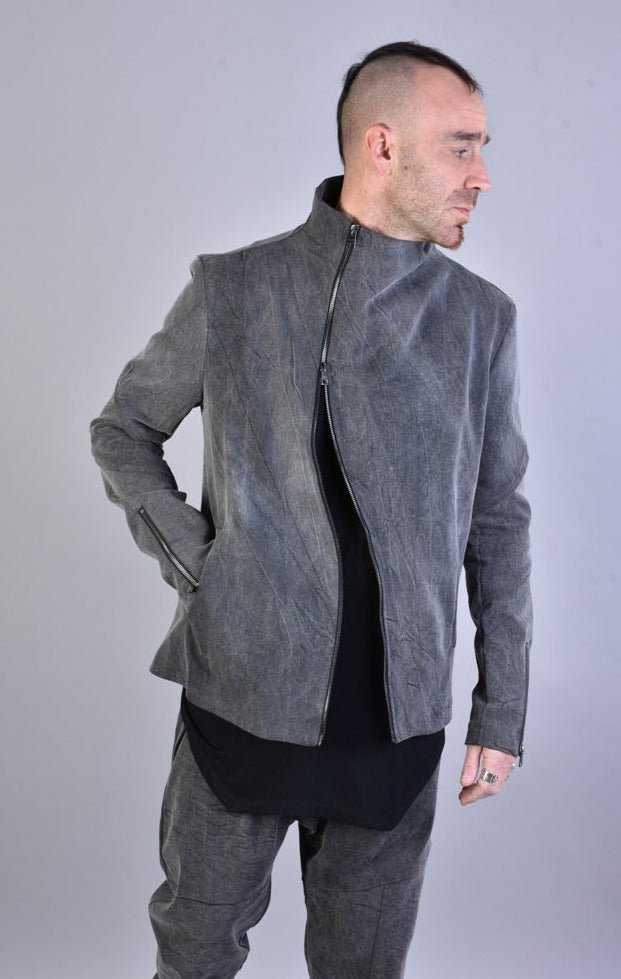 A33B LM04925 BLACK Marmorized Cotton Bull Stretch Jacket.