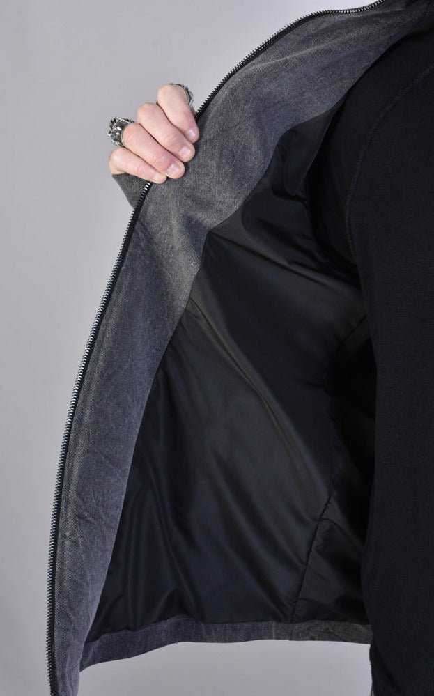 A33B LM04925 BLACK Marmorized Cotton Bull Stretch Jacket
