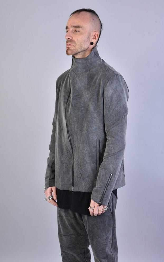 A33B LM04925 BLACK Marmorized Cotton Bull Stretch Jacket