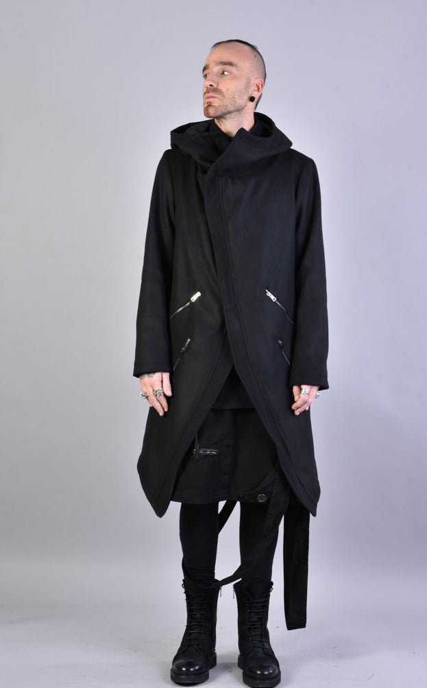 A33B LM066 BLACK Cloth Asymmetric Oversize Coat 352 Coats & Jackets Jackets LA HAINE INSIDE US TEPHRA