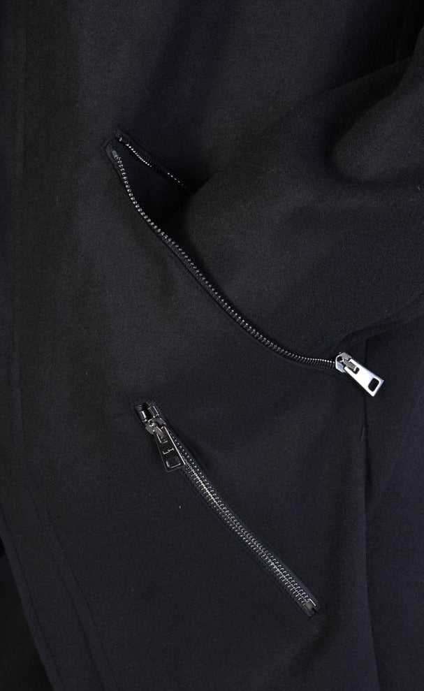 A33B LM066 BLACK Cloth Asymmetric Oversize Coat