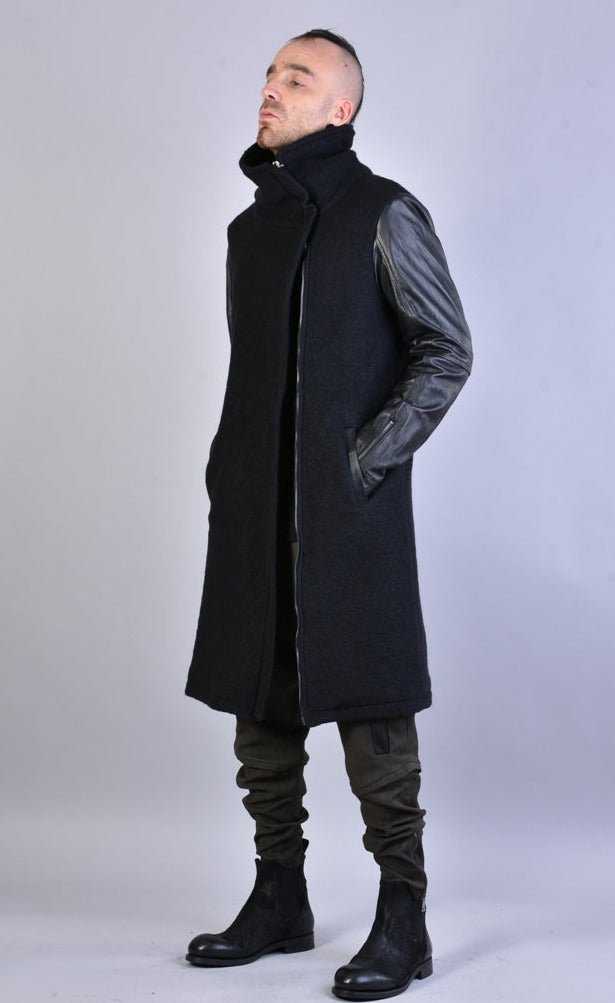 A33B LM067 BLACK Boiled Wool Regular Coat 495.00 LEATHER JACKET LA HAINE INSIDE US TEPHRA