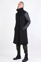 A33B LM067 BLACK Boiled Wool Regular Coat