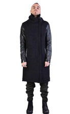 A33B LM067 BLACK Boiled Wool Regular Coat