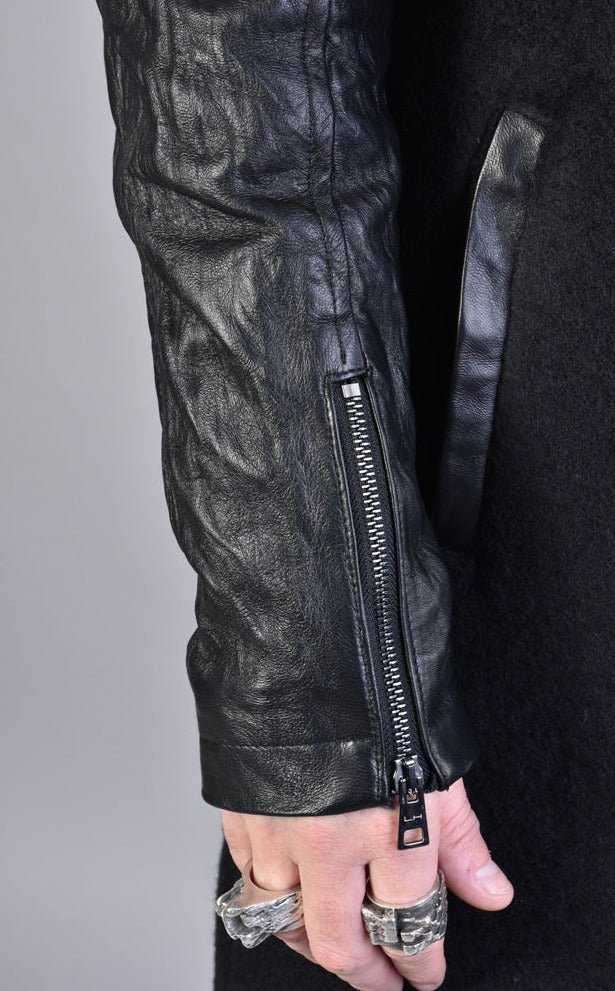 A33B LM067 BLACK Boiled Wool Regular Coat