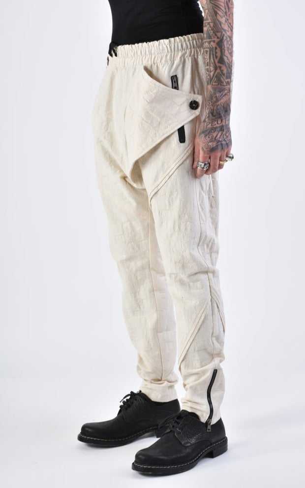 A33B LM13324 TROUSER Regular Woven Cotton Ecru 368 Pants Mens Designer Collection SS24 LA HAINE INSIDE US TEPHRA