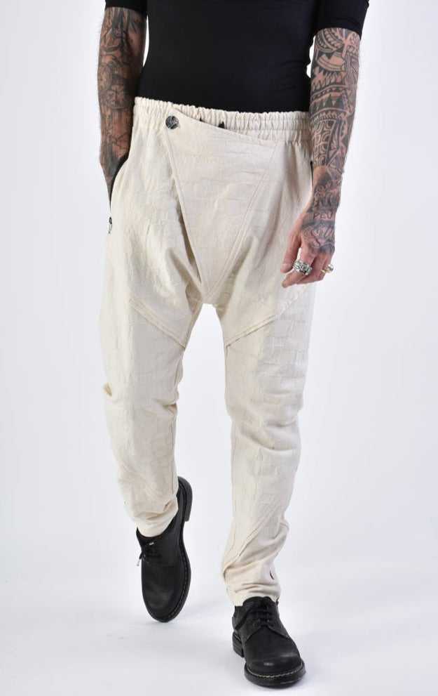 A33B LM13324 TROUSER Regular Woven Cotton Ecru 368 Pants trousers men LA HAINE INSIDE US TEPHRA