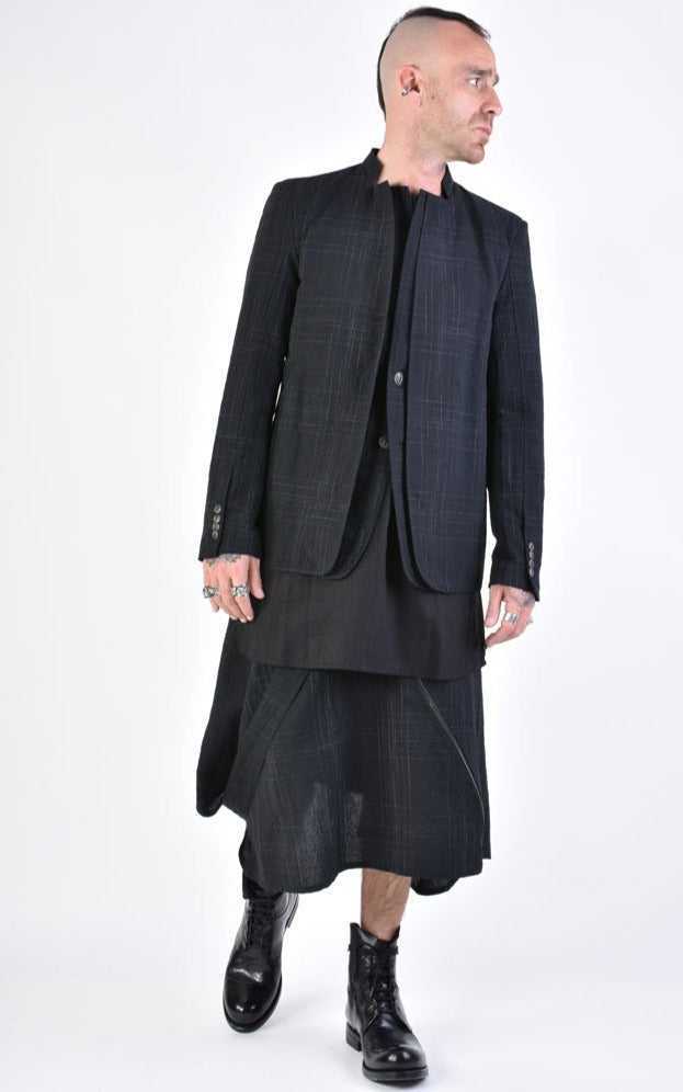 A33B LM14224 JACKET Regular Linen Cotton Check Black 418 Coats & Jackets Jackets LA HAINE INSIDE US TEPHRA