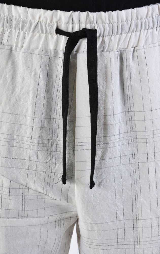 A33B LM14324 TROUSER Regular Linen Cotton Check White 258 Pants Mens Designer Collection SS24 LA HAINE INSIDE US TEPHRA