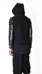 A33B LM18225 SPORT JACKET Regular Wool Cloth & Leather Black