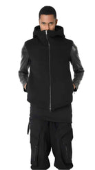 A33B LM18225 SPORT JACKET Regular Wool Cloth & Leather Black